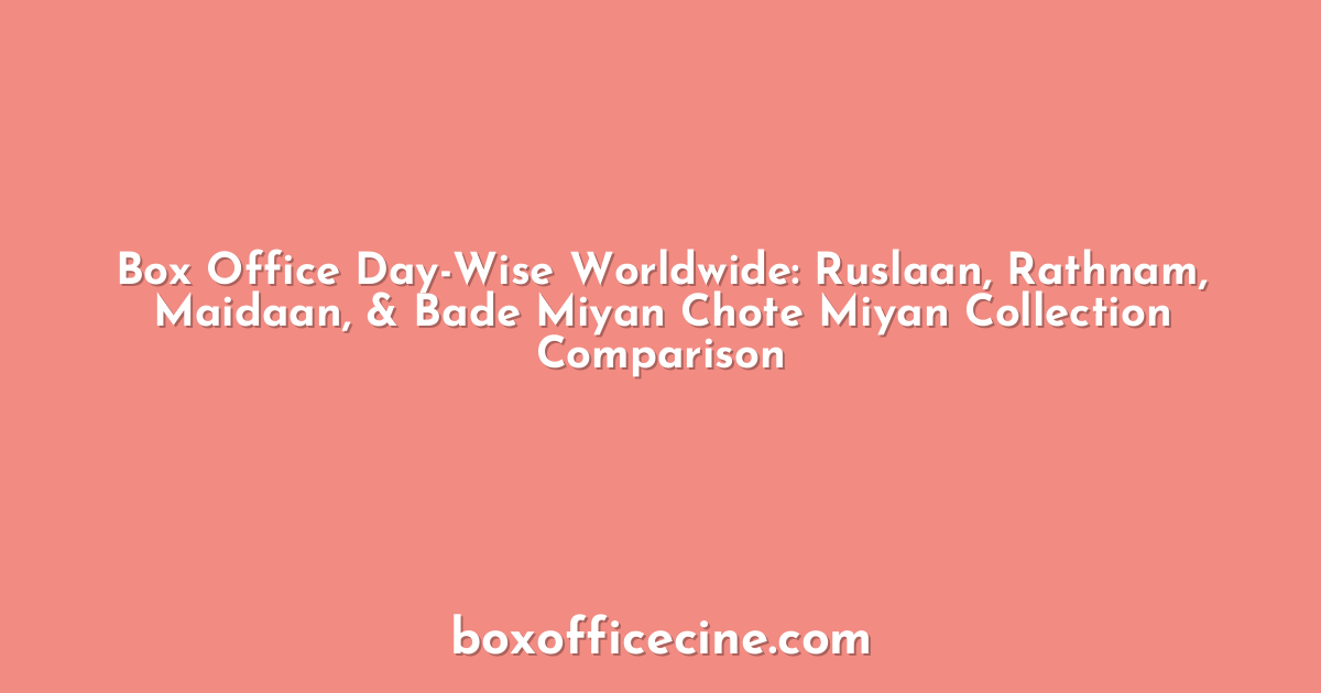 Box Office Day-Wise Worldwide: Ruslaan, Rathnam, Maidaan, & Bade Miyan Chote Miyan Collection Comparison