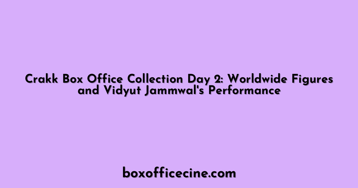 Crakk Box Office Collection Day 2: Worldwide Figures and Vidyut Jammwal's Performance