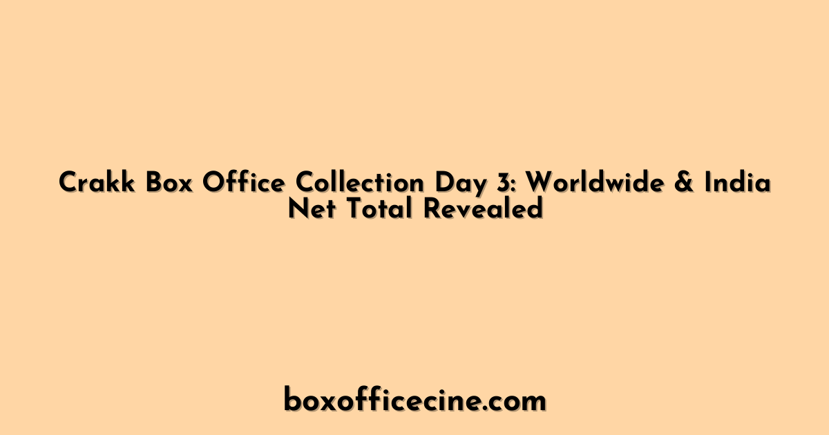 Crakk Box Office Collection Day 3: Worldwide & India Net Total Revealed