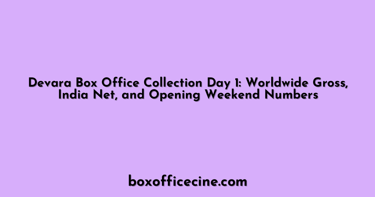 Devara Box Office Collection Day 1: Worldwide Gross, India Net, and Opening Weekend Numbers